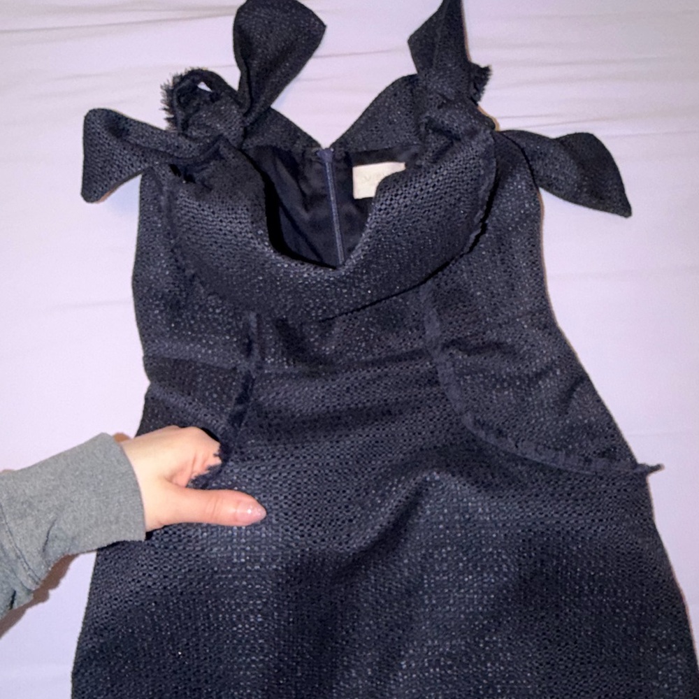 MISHA Textured Dress with pockets, off shoulder